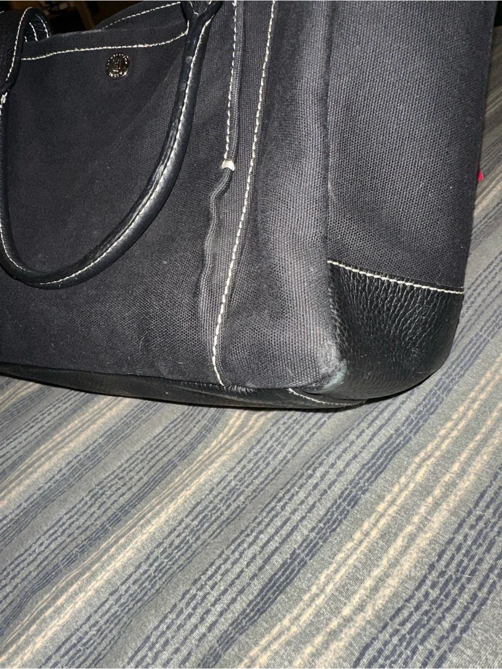 Classic Black Laptop Tote with Contrast Stitching